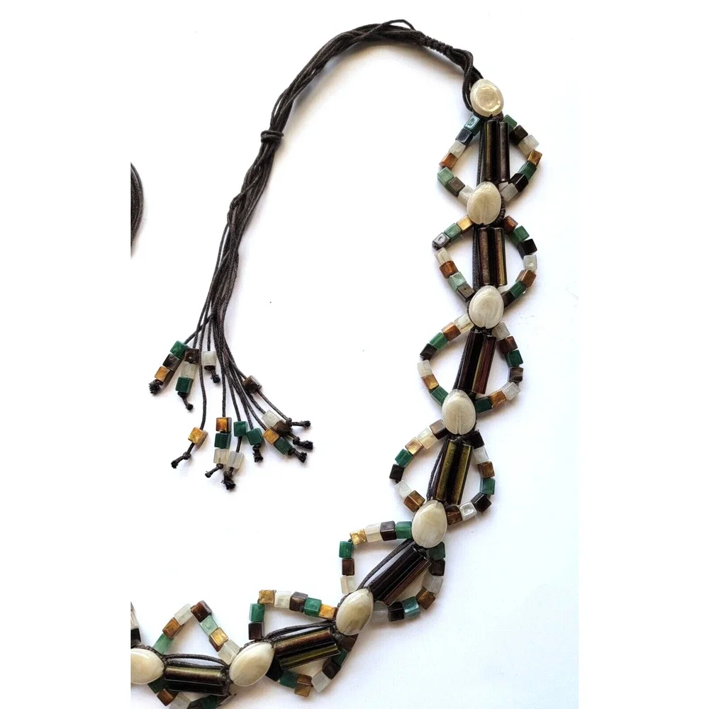 Vintage Boho Beaded Belt Multi Strand Coastal Cowgirl Festival L XL